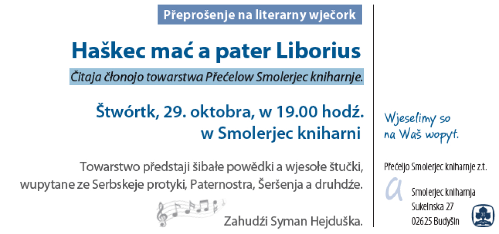 Literarny wječork: Haškec mać a pater Liborius